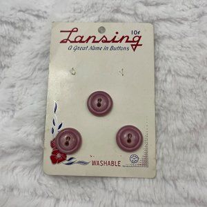 Lansing, 1/2" Mauve Vintage Buttons, Original Card, Set of 3